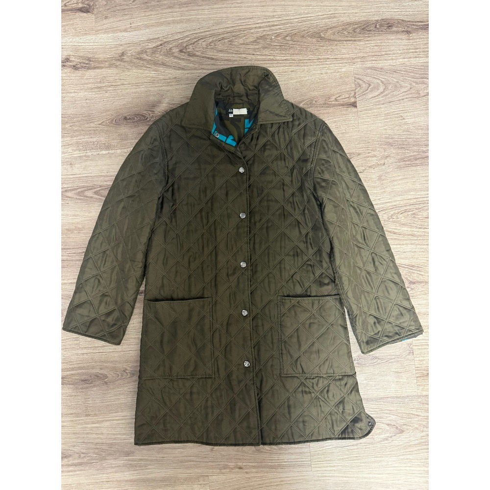 Salvatore Ferragamo Olive Green Quilted Trench Coat